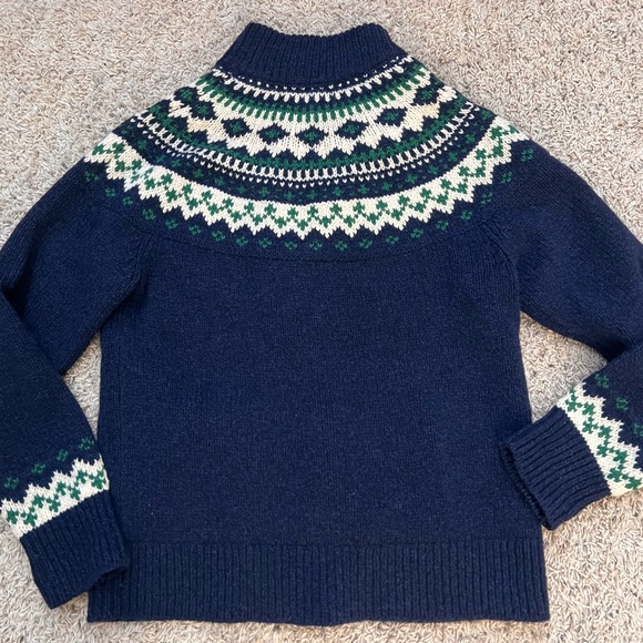 L.L. Bean Nordic Fair Isle Women Medium 100% Lambswool Full Zip Cardigan Sweater - Picture 3 of 4